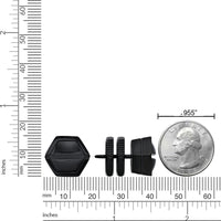 Hexagon Stud Earring in Black Ion Plated Stainless Steel