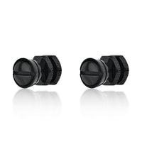 Men's Round Stud Earring in Black Ion Plated Stainless Steel