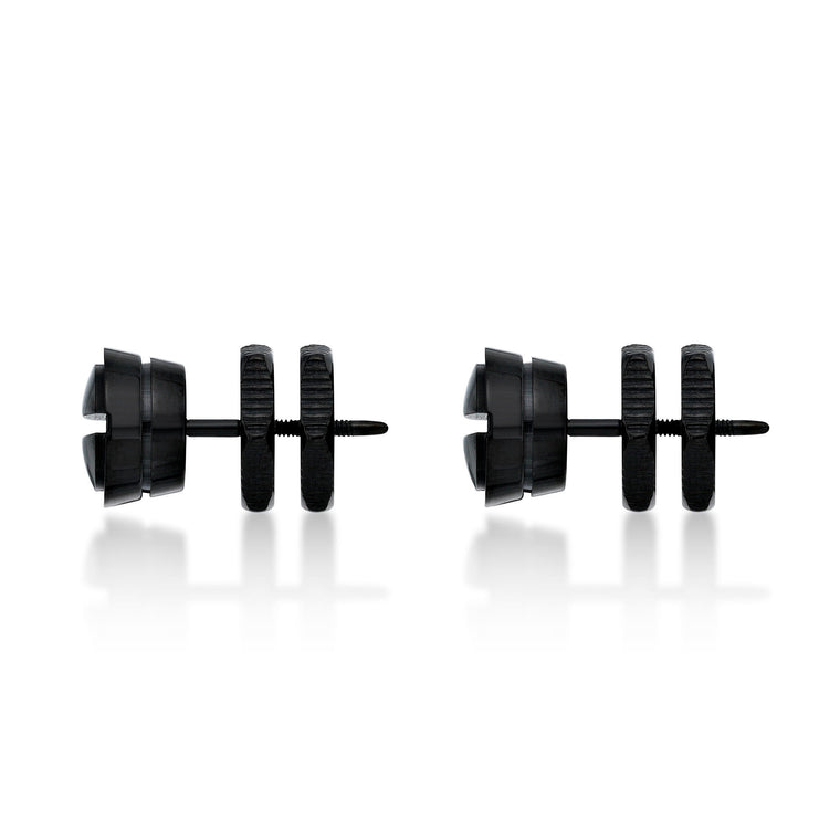 Men's Round Stud Earring in Black Ion Plated Stainless Steel