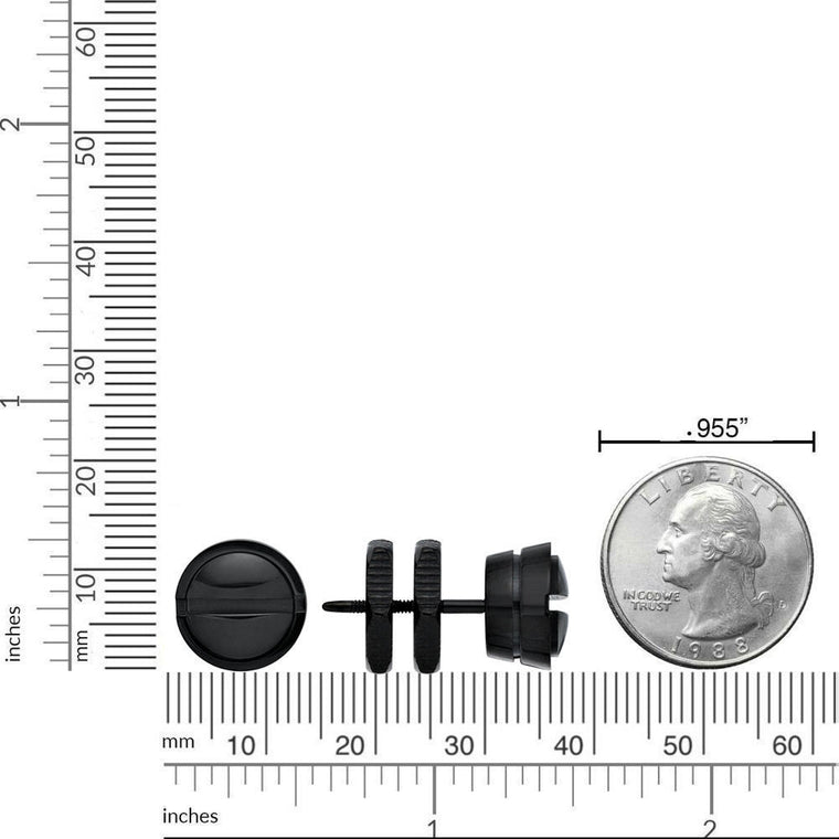 Men's Round Stud Earring in Black Ion Plated Stainless Steel