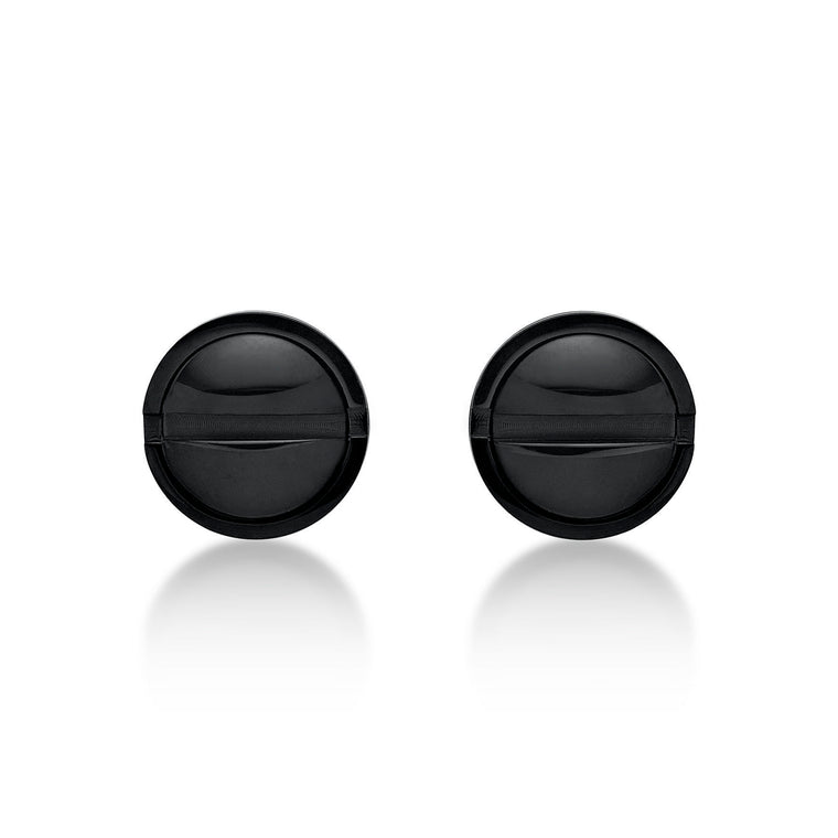 Men's Round Stud Earring in Black Ion Plated Stainless Steel