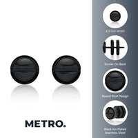 Men's Round Stud Earring in Black Ion Plated Stainless Steel