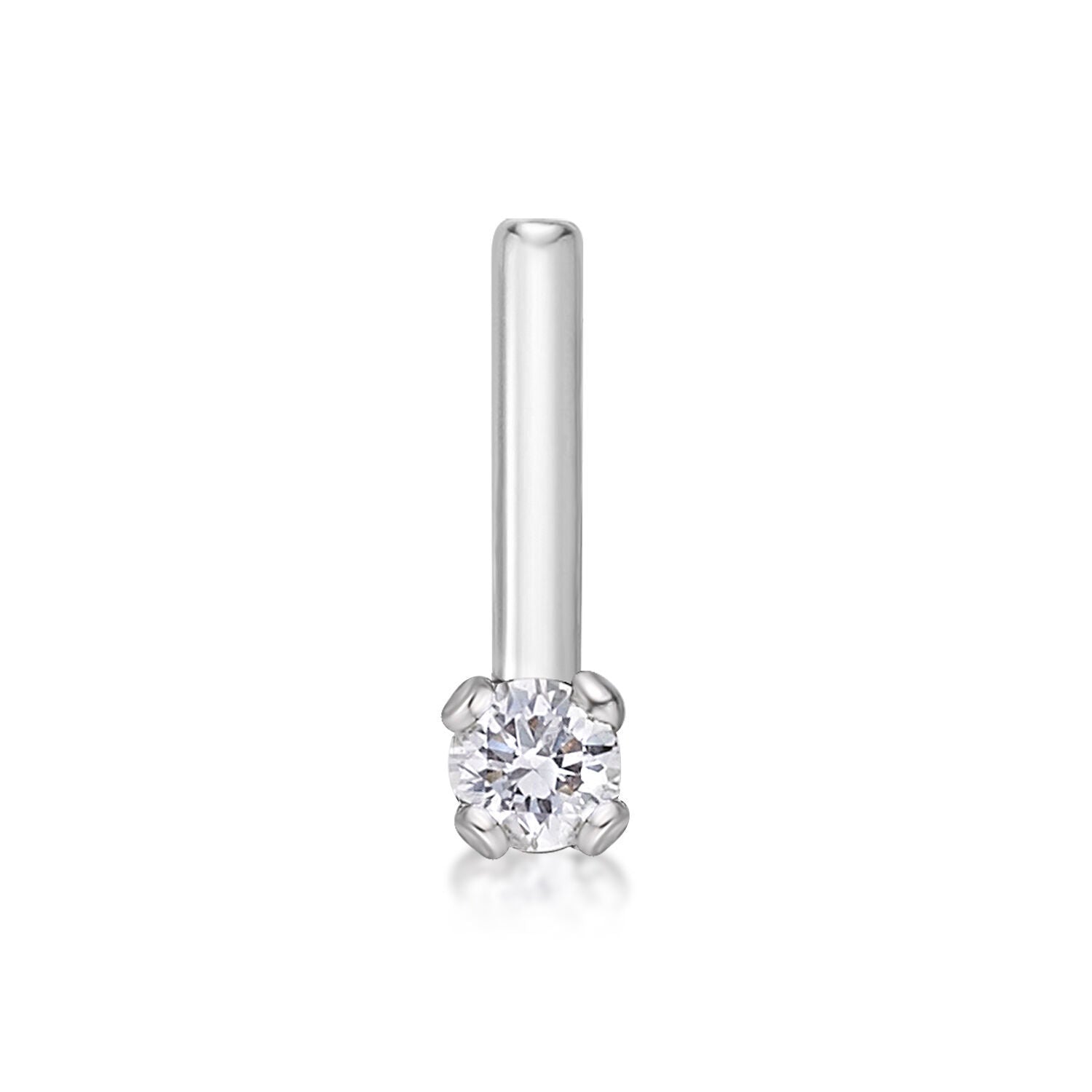 14K Gold L-Shaped Diamond Nose Ring - 20G