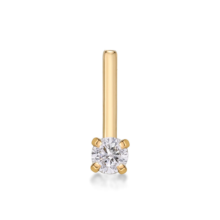 14K Gold L-Shaped Diamond Nose Ring - 20G