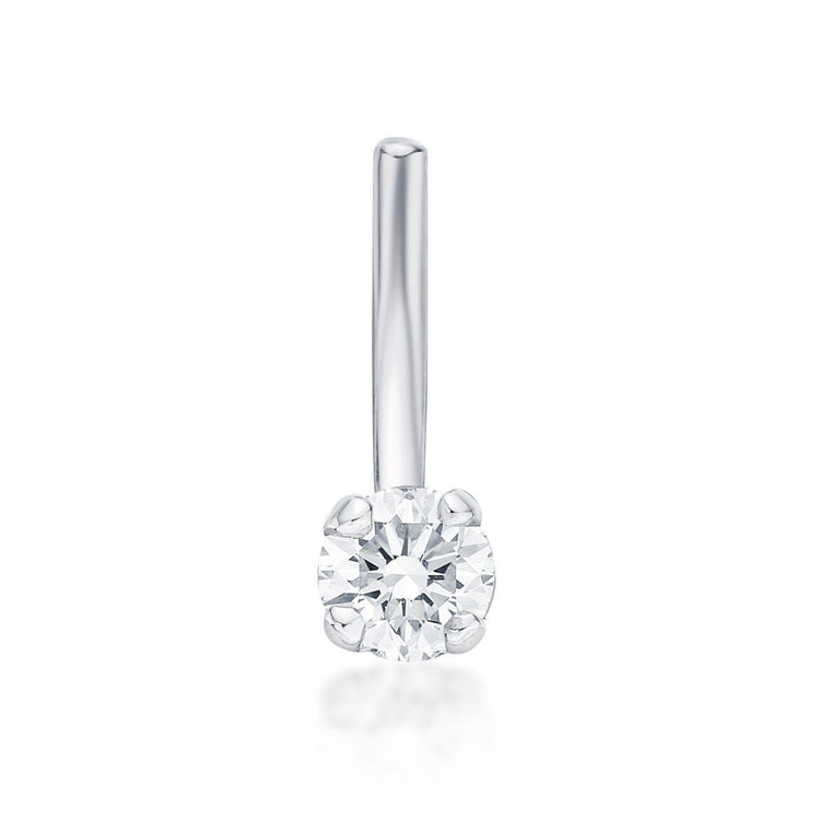 14K Gold L-Shaped Diamond Nose Ring - 20G