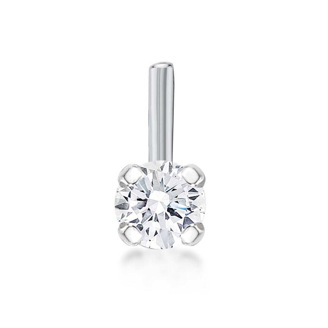 14K Gold L-Shaped Diamond Nose Ring - 20G