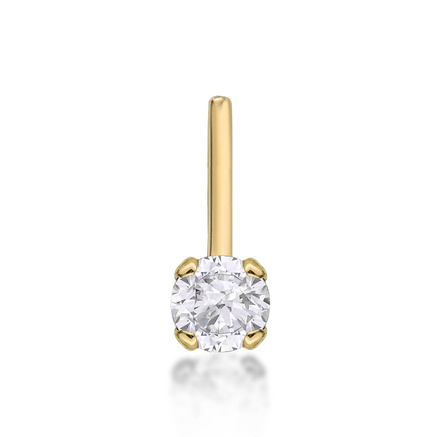 14K Gold L-Shaped Diamond Nose Ring - 20G