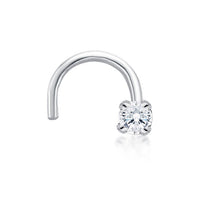 14K Gold Screw Diamond Nose Ring - 20G