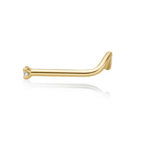 14K Gold Screw Diamond Nose Ring - 20G