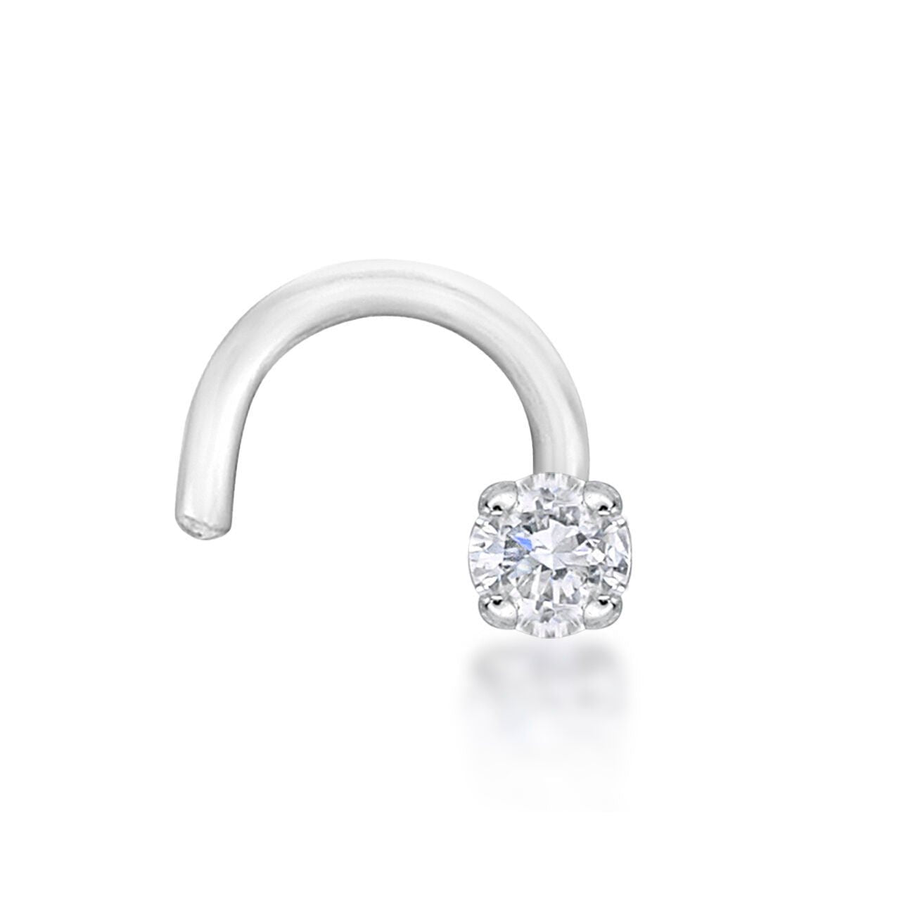 14K Gold Screw Diamond Nose Ring - 20G