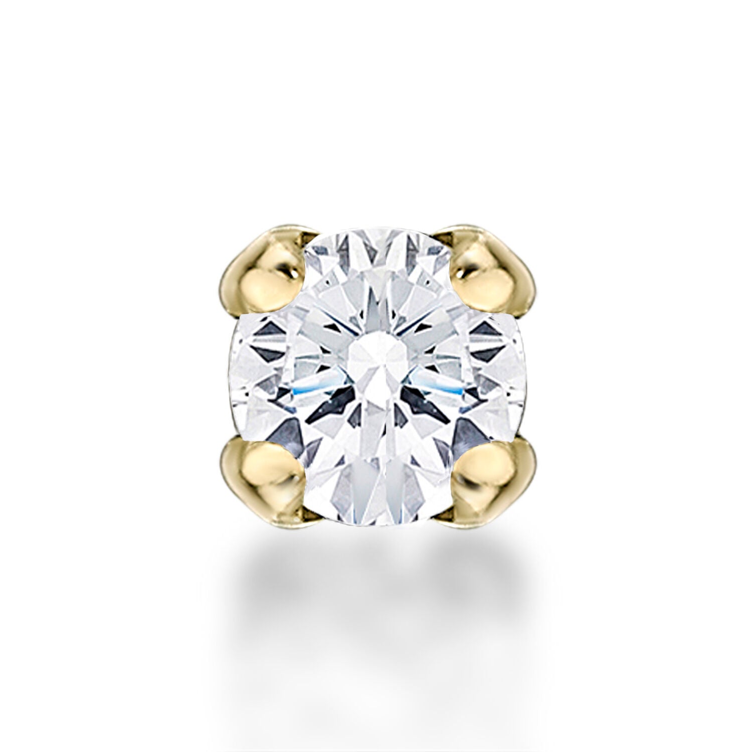 14K Gold Straight Bone Diamond Nose Ring - 20G