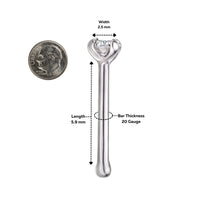 14K Gold Straight Bone Diamond Nose Ring - 20G