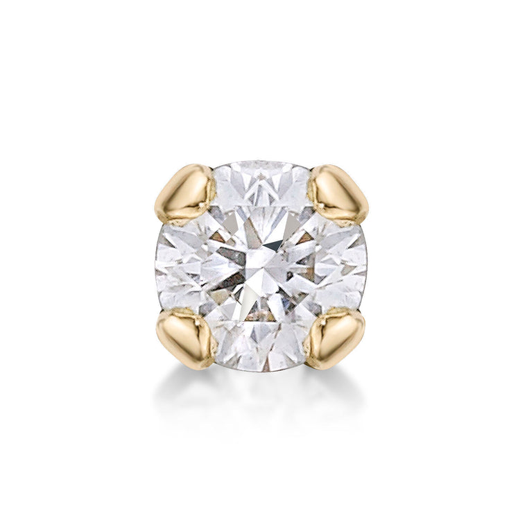 14K Gold Straight Bone Diamond Nose Ring - 20G