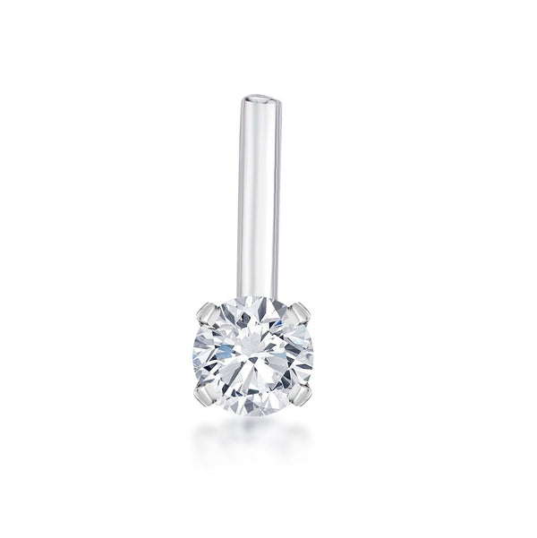 14K L-Shaped Cubic Zirconia Nose Ring - 20G