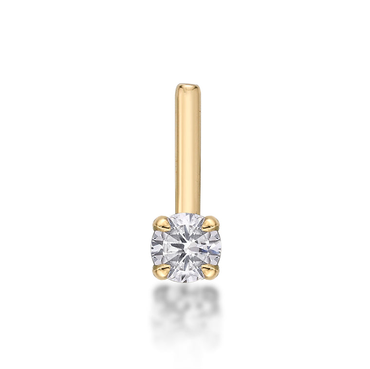14K L-Shaped Cubic Zirconia Nose Ring - 20G
