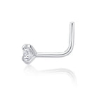 14K L-Shaped Cubic Zirconia Nose Ring - 20G