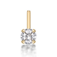 14K L-Shaped Cubic Zirconia Nose Ring - 20G