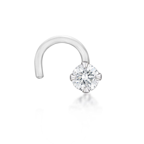 14K Screw Cubic Zirconia Nose Ring - 20G