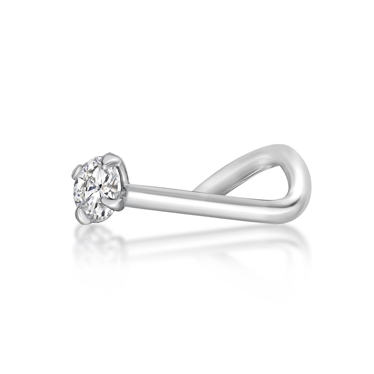 14K Screw Cubic Zirconia Nose Ring - 20G