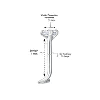 14K Screw Cubic Zirconia Nose Ring - 20G