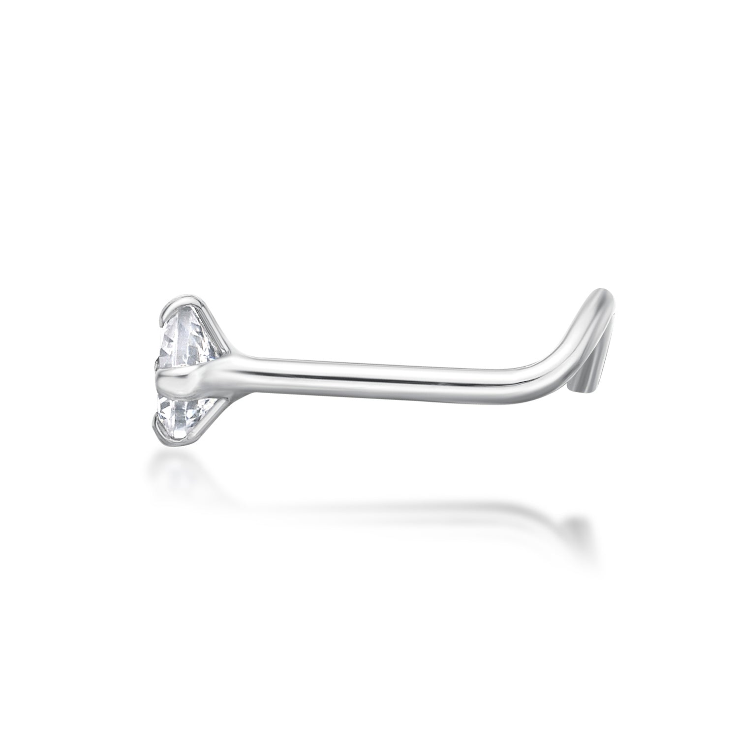 14K Screw Cubic Zirconia Nose Ring - 20G