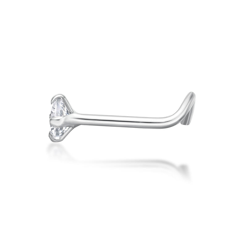 14K Screw Cubic Zirconia Nose Ring - 20G