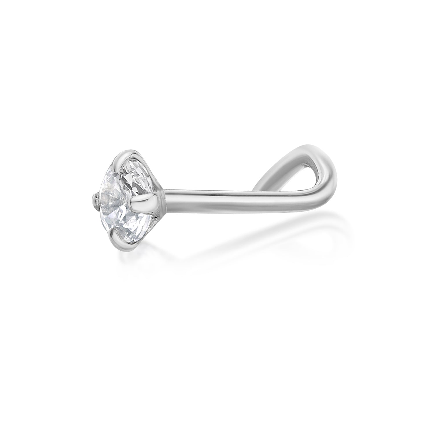 14K Screw Cubic Zirconia Nose Ring - 20G