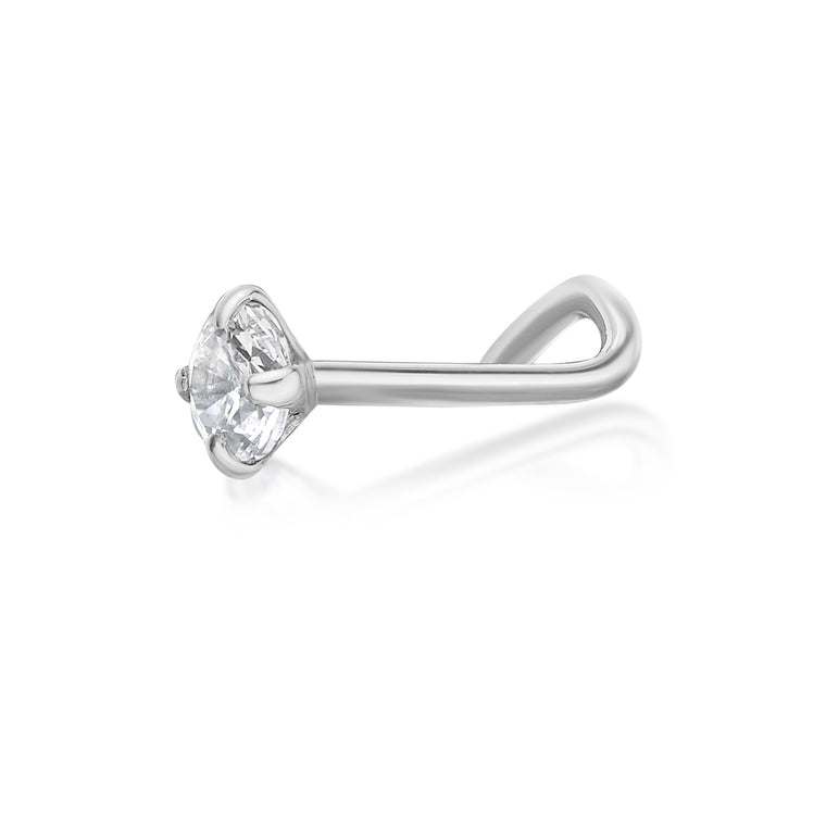14K Screw Cubic Zirconia Nose Ring - 20G