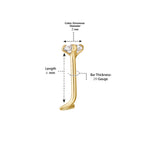 14K Screw Cubic Zirconia Nose Ring - 20G