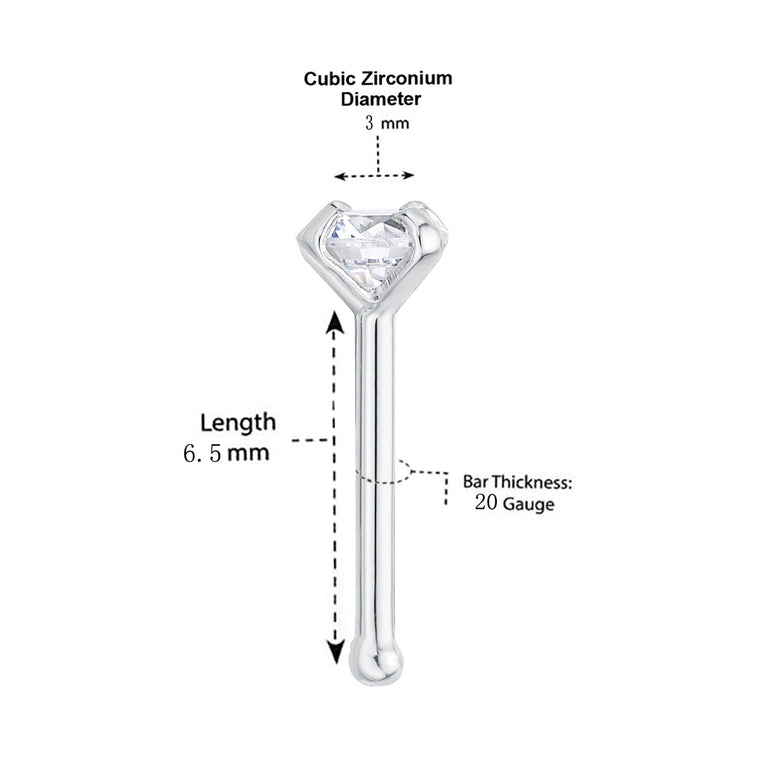 14K Cubic Zirconia Nose Stud - 20G