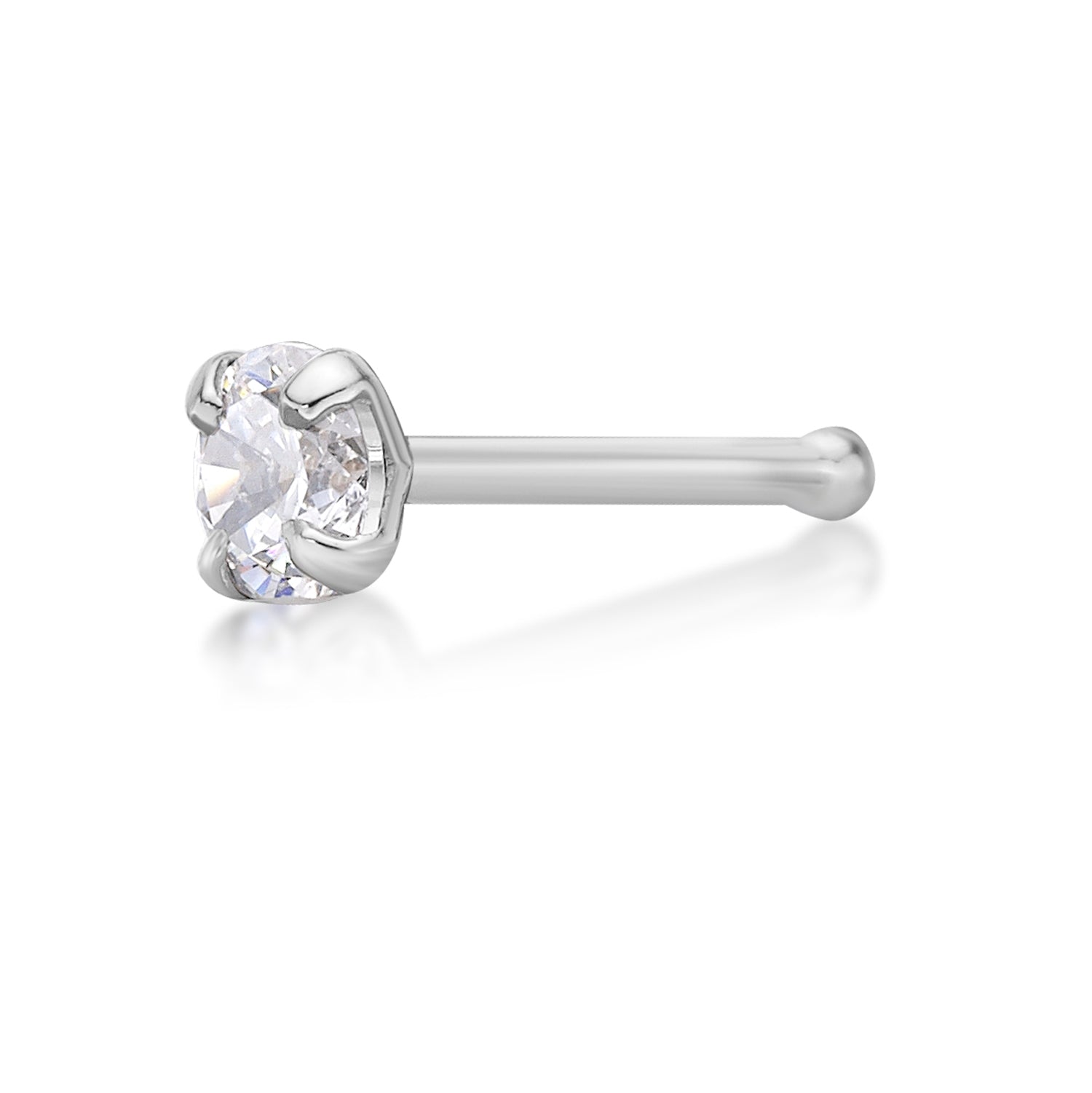 14K Cubic Zirconia Nose Stud - 20G