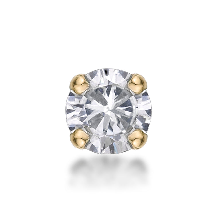 14K Cubic Zirconia Nose Stud - 20G