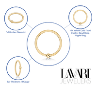 Captive Bead Hoop Nipple Ring - 14G