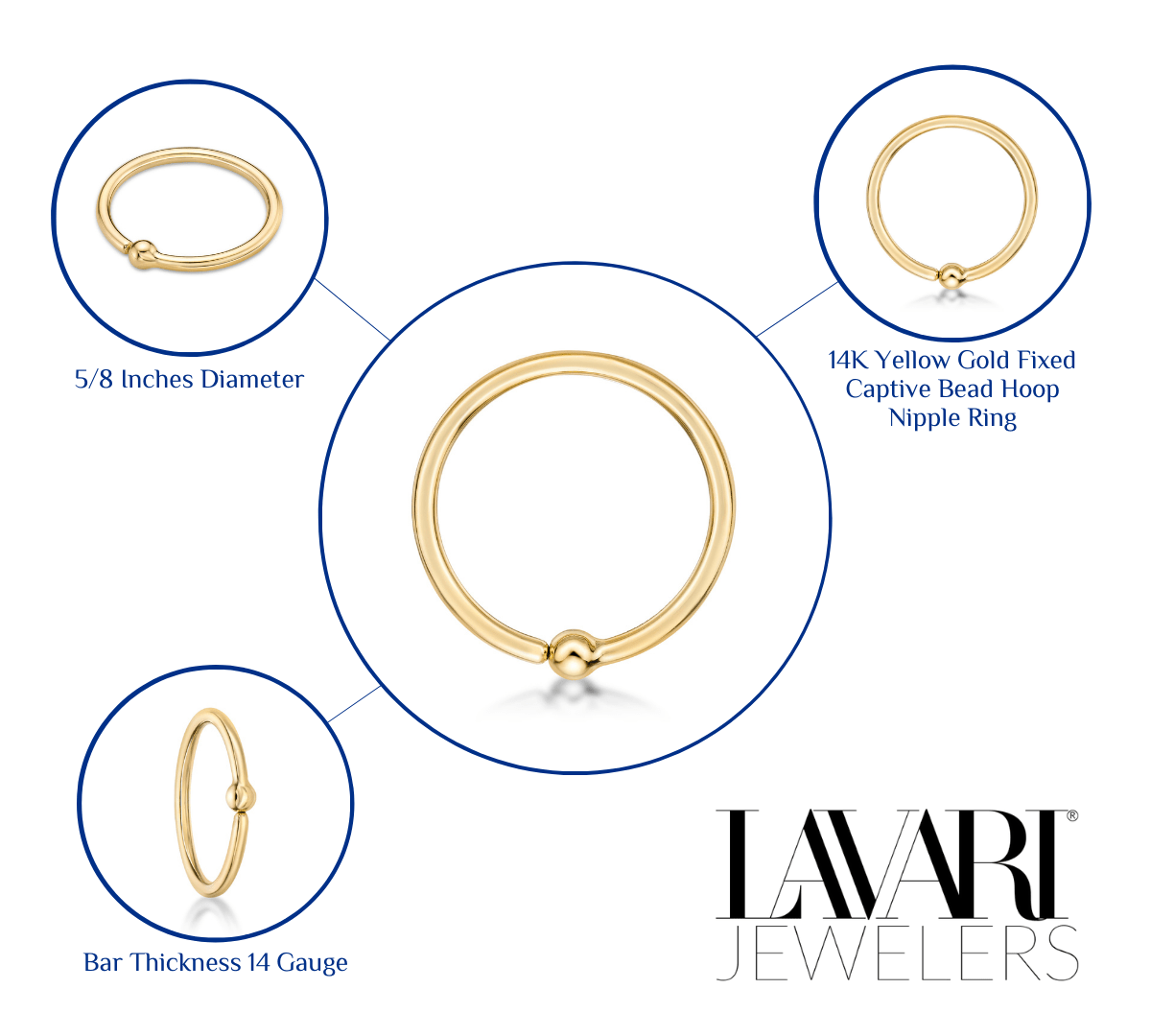 Captive Bead Hoop Nipple Ring - 14G