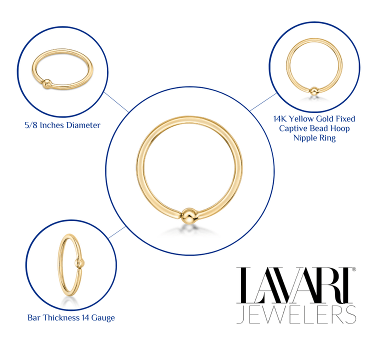 Captive Bead Hoop Nipple Ring - 14G