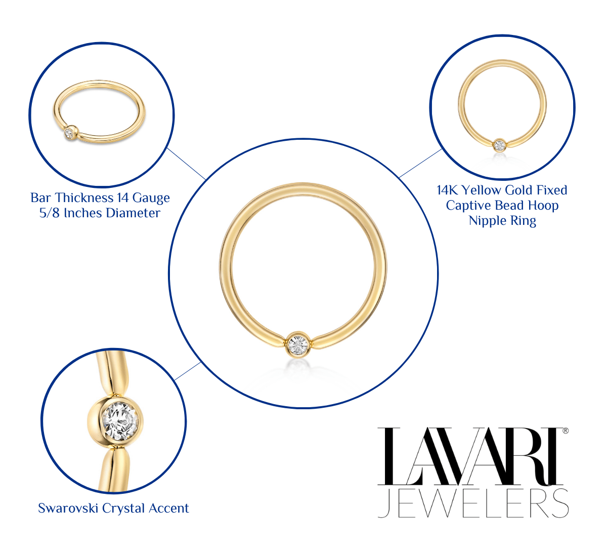 Swarovski Crystal Captive Bead Nipple Hoop - 14G