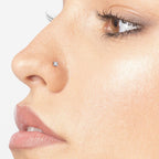 14K Gold L-Shaped Diamond Nose Ring - 20G