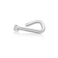 14K Gold Screw Diamond Nose Ring - 20G
