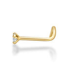 14K Gold Screw Diamond Nose Ring - 20G