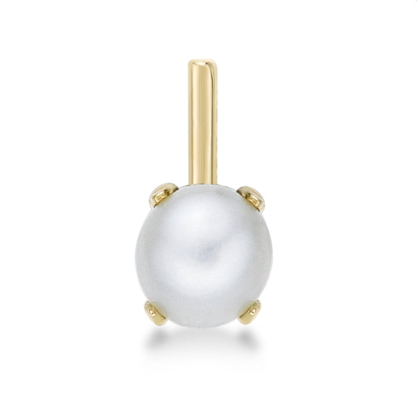 14K L-Shaped Pearl Nose Ring - 20G