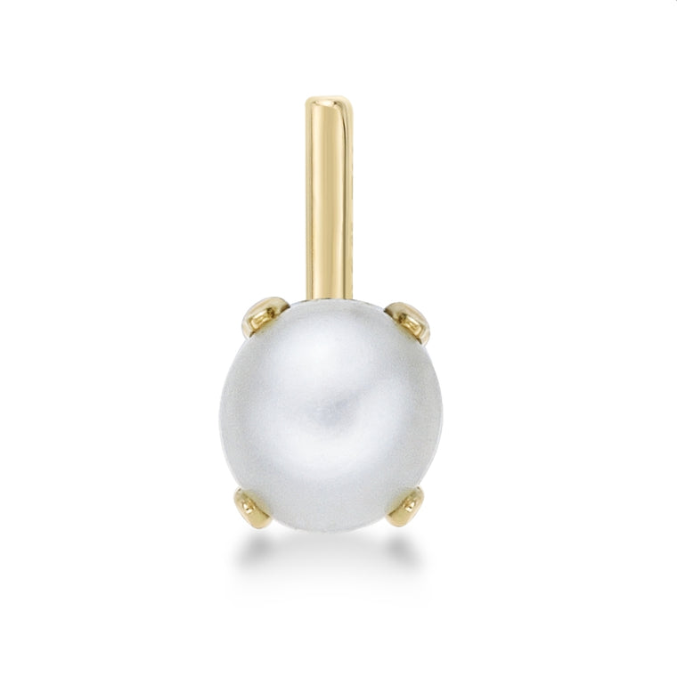 14K L-Shaped Pearl Nose Ring - 20G