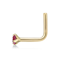 14K L-Shaped Swarovski Nose Stud - 20G