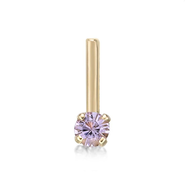 14K L-Shaped Swarovski Nose Stud - 20G
