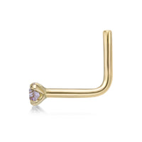14K L-Shaped Swarovski Nose Stud - 20G