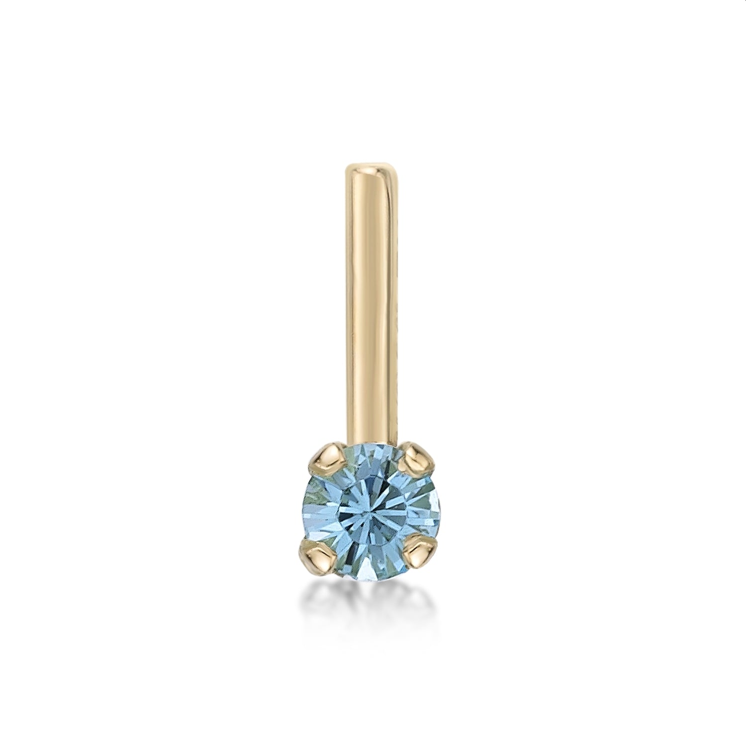14K L-Shaped Swarovski Nose Stud - 20G