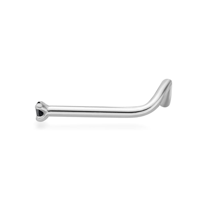14K Screw Black Diamond Nose Ring - 20G