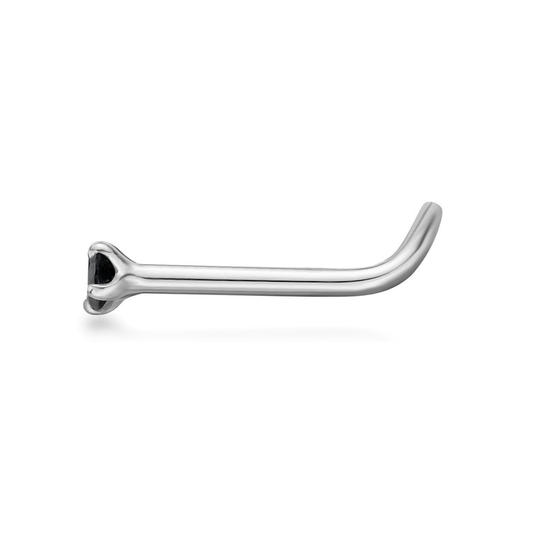 14K Screw Black Diamond Nose Ring - 20G