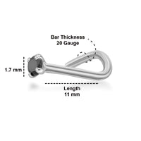 14K Screw Black Diamond Nose Ring - 20G