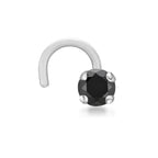 14K Screw Black Diamond Nose Ring - 20G