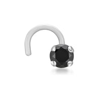 14K Screw Black Diamond Nose Ring - 20G